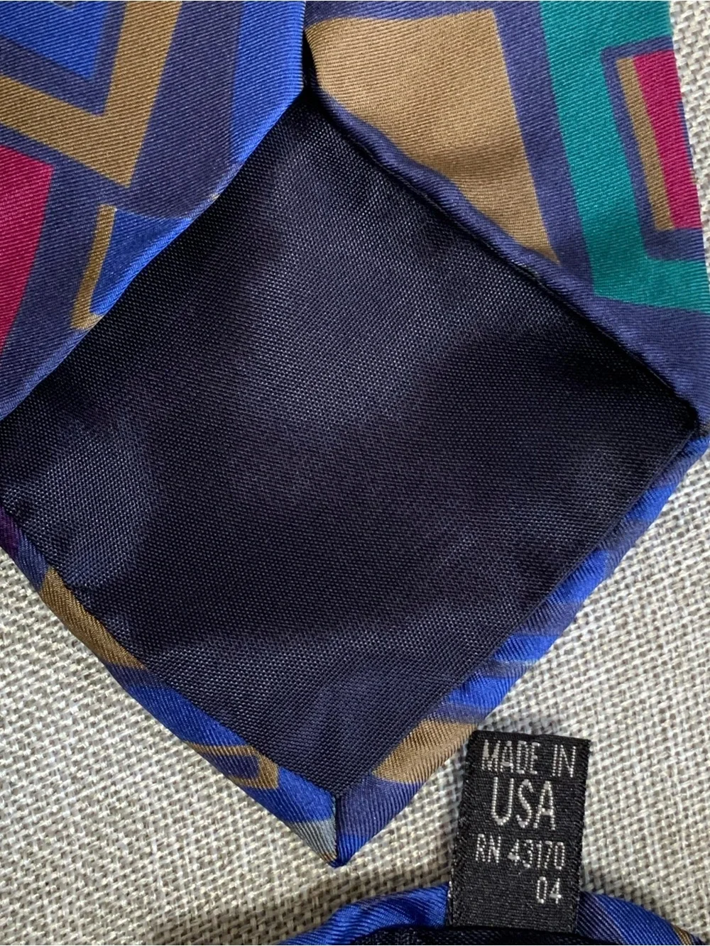 Vintage Manhattan Abstract Geometric Silk Tie USA 90s
